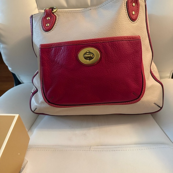 Y2K Coach Multicolored Pebbled Leather. Stylish Two-Tone Leather bag with chains - Picture 5 of 16